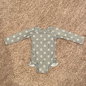 Quincy Mae one piece girls rashguard swimsuit petunia